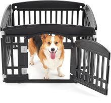 Dog Playpen 4-Panel, 24IN Puppy Playpen, Stable Dog Play Pen Indoors/Outdoor with Secure Locking Door, Plastic Pet Fence for Small & Medium Dogs - view 1 of 6 | NEWBULIG
