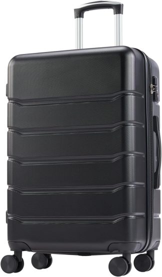 20 Inch Carry On Luggage, Suitcase with Spinner Wheels - Black | NEWBULIG