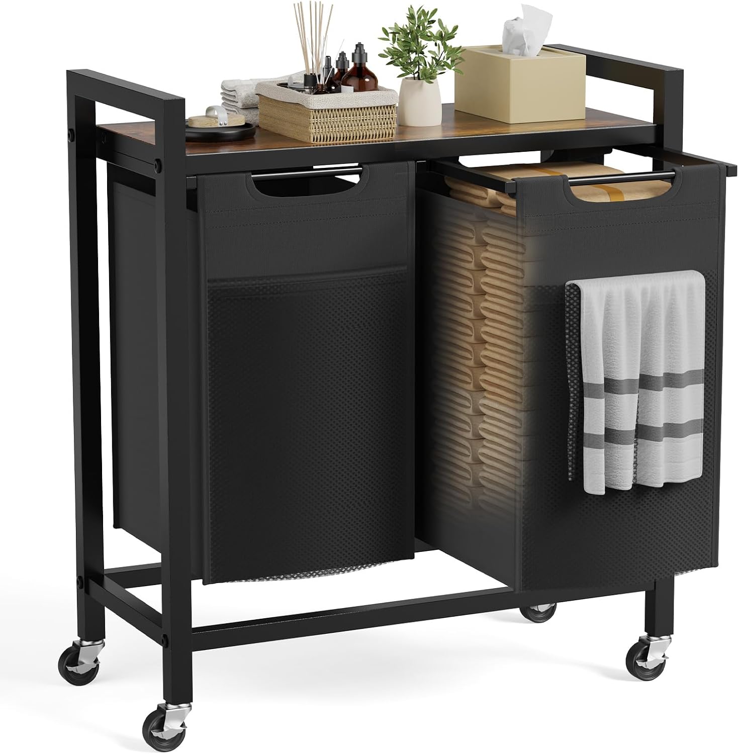 Laundry Hamper with Lid, 29 Gallon (110L) Wicker Clothes Basket, Double Woven Clothes Basket Organizer for Bedroom, Bathroom & Laundry Room, Grey - view 1 of 6 | NEWBULIG