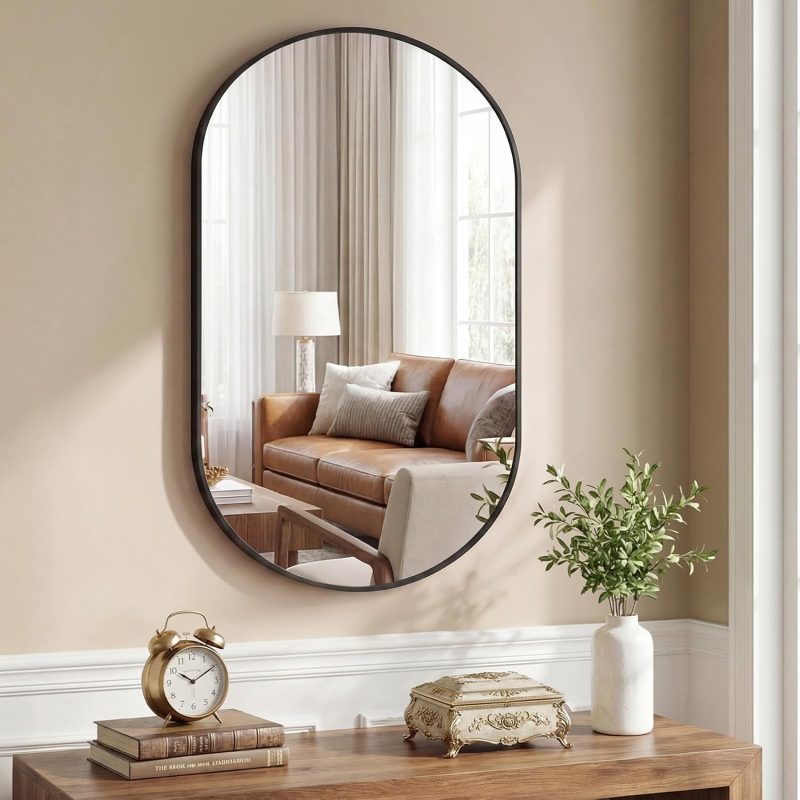 30 x 36 Inch Gold Rectangle Bathroom Mirror for Wall, Modern Wall Mirror with Metal Frame, Tempered Glass, Vanity Mirror for Over Sink, Entryway, Living Room, Anti-Rust, Horizontal or Vertical - view 1 of 6 | NEWBULIG