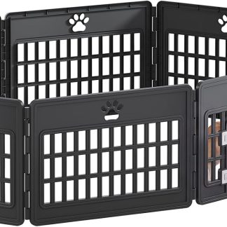 Plastic Dog Playpen, Pet Fence 24 Inch Indoor 6 Panels - Black | NEWBULIG