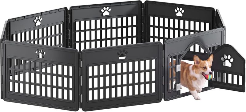 Plastic Dog Playpen, Pet Fence 24 Inch Indoor 6 Panels - view 1 of 6 | NEWBULIG