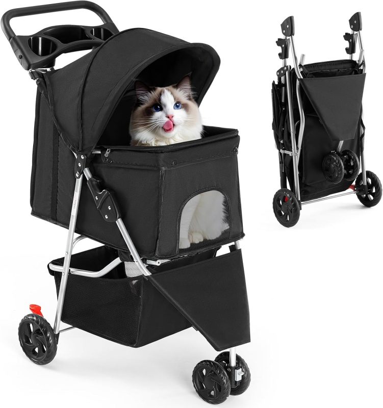 Foldable 3 Wheel Pet Stroller for Dogs and Cats - view 1 of 6 | NEWBULIG