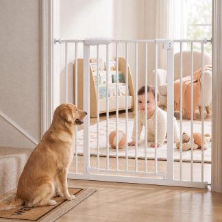 NEWBULIG 30 Inch Tall Baby Gate for Stairs and Doorways, Pressure Mounted
