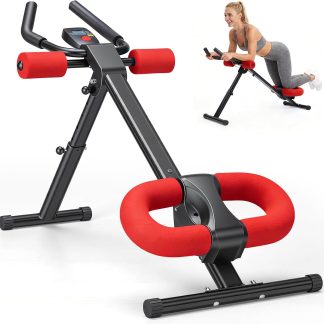 Ab Machine, Abs Workout Equipment for Home Gym, Adjustable Ab Trainer Machine for Stomach Workout, Foldable Abdominal Trainer - Red | NEWBULIG