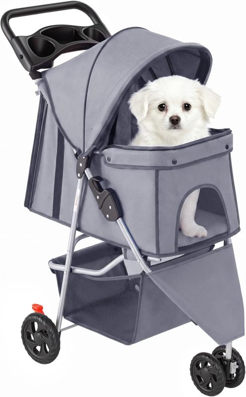 Foldable 3 Wheel Pet Stroller for Dogs and Cats - view 1 of 6 | NEWBULIG