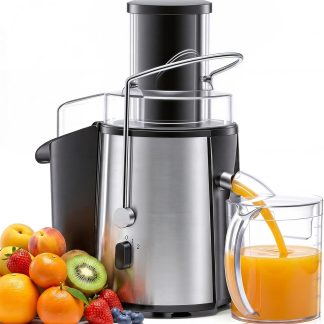 Centrifugal Juicer, 3 Inch Feed Chute Juicer Machine, Silver - Brushed Silver | NEWBULIG