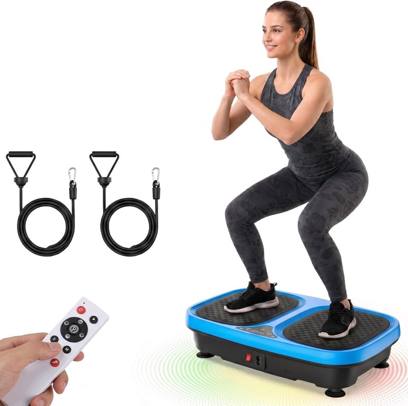 Vibration Plate Exercise Machine for Whole Body Workout, Vibrating Shaker Platform with Remote & Pull Ropes for Weight Loss Fat Burner, Home Gym Fitness Equipment, Black - view 1 of 6 | NEWBULIG