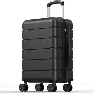 20 Inch Carry on Luggage, Hard Shell Suitcase, Pink - Black | NEWBULIG
