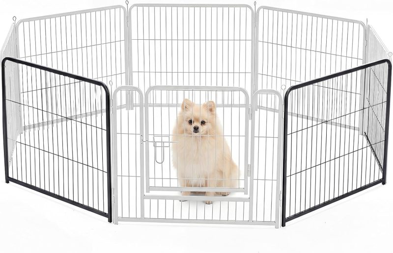 Dog Playpen Indoor 8 Panels 24 Inch, Metal Outdoor Dog Fence Pen - view 1 of 6 | NEWBULIG