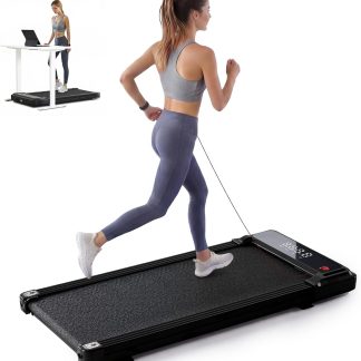Under Desk Walking Pad Treadmill, Portable Compact Electric Treadmill with Remote Control, Quiet Fitness Equipment & LED Display for Home & Office, Black & Silver - Black | NEWBULIG