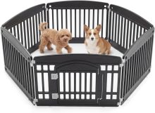 Dog Playpen 4-Panel, 24IN Puppy Playpen, Stable Dog Play Pen Indoors/Outdoor with Secure Locking Door, Plastic Pet Fence for Small & Medium Dogs - view 1 of 6 | NEWBULIG