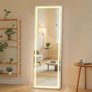 64×21 Inch Full Length Mirror, Full Body Standing Mirror, Black - Led White Rect | NEWBULIG