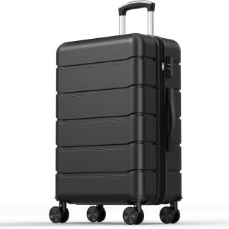 20 Inch Carry on Luggage, Hard Shell Suitcase, Pink - Black | NEWBULIG
