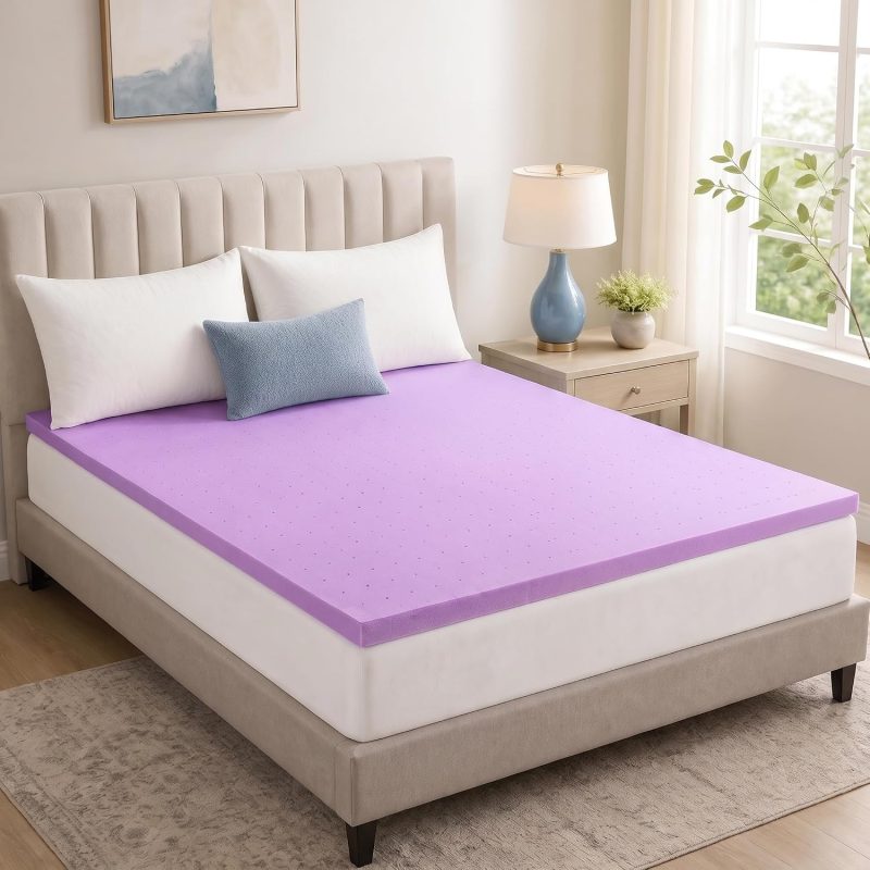 1.5 Inch Queen Cooling Gel Memory Foam Mattress Topper, Purple - view 1 of 6 | NEWBULIG