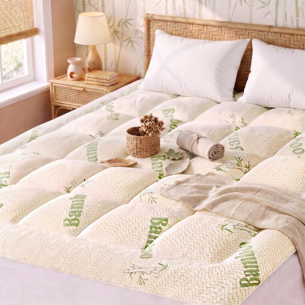 NEWBULIG Bamboo Viscose Mattress Topper with Deep Pockets, Full Size