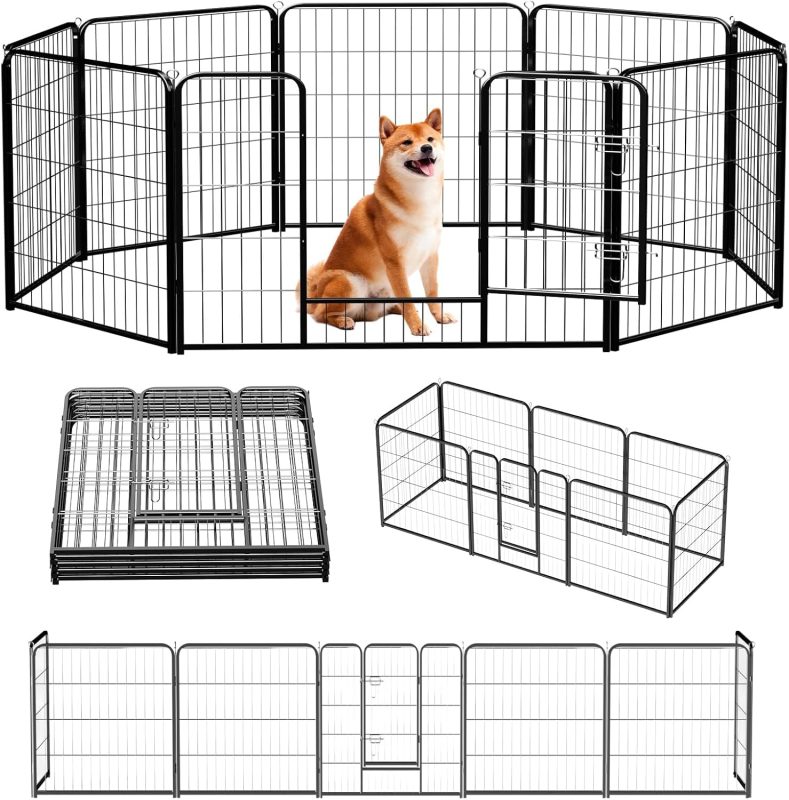 Dog Playpen Indoor 8 Panels 24 Inch, Metal Outdoor Dog Fence Pen - view 1 of 6 | NEWBULIG