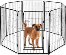 Dog Playpen Indoor 8 Panels 24 Inch, Metal Outdoor Dog Fence Pen - view 1 of 6 | NEWBULIG