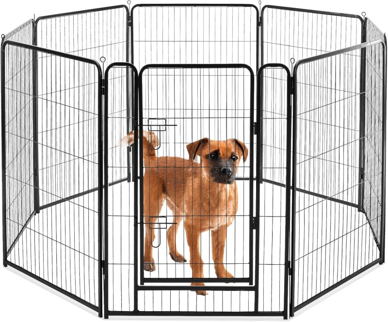 Dog Playpen Indoor 8 Panels 24 Inch, Metal Outdoor Dog Fence Pen - view 1 of 6 | NEWBULIG