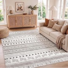 3×5 Washable Area Rug, Non-Slip Low Pile Carpet, Geometric Pattern - view 1 of 6 | NEWBULIG