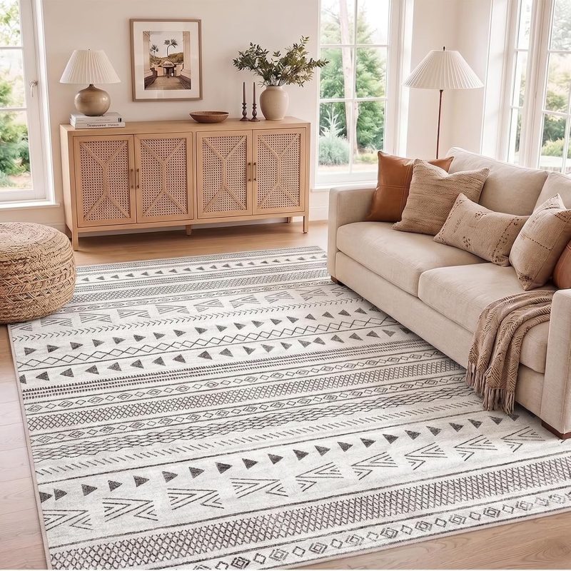 3×5 Washable Area Rug, Non-Slip Low Pile Carpet, Geometric Pattern - view 1 of 6 | NEWBULIG