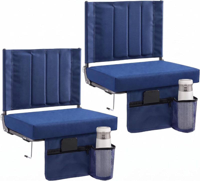 Stadium Seats with Back Support 2 Pack, Bleacher Chairs, Navy - view 1 of 6 | NEWBULIG