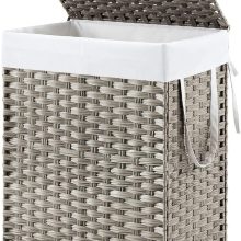 Laundry Hamper with Lid, 29 Gallon (110L) Wicker Clothes Basket, Double Woven Clothes Basket Organizer for Bedroom, Bathroom & Laundry Room, Grey - view 1 of 6 | NEWBULIG
