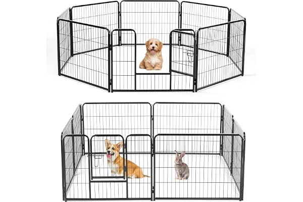 NEWBULIG Dog Playpen Indoor 8 Panels 24 Inch, Metal Outdoor Dog Fence Pen