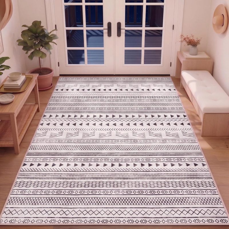 3×5 Washable Area Rug, Non-Slip Low Pile Carpet, Geometric Pattern - view 1 of 6 | NEWBULIG