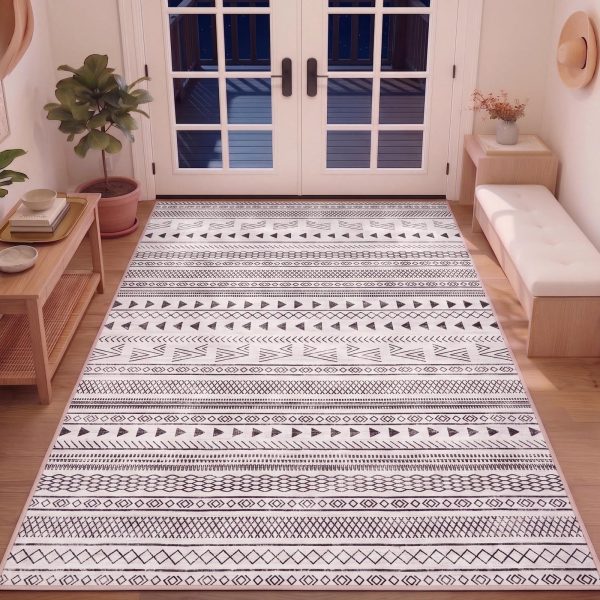 NEWBULIG 3x5 Washable Area Rug, Non-Slip Low Pile Carpet, Geometric Pattern