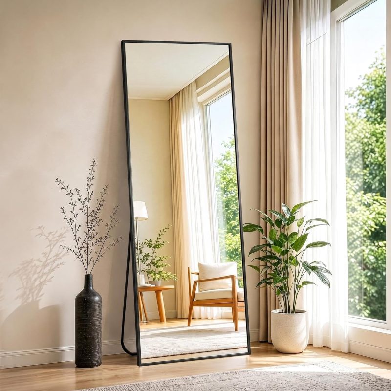 64×21 Inch Full Length Mirror, Full Body Standing Mirror, Black - view 1 of 6 | NEWBULIG
