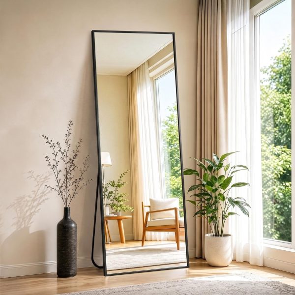 NEWBULIG 64x21 Inch Full Length Mirror, Full Body Standing Mirror, Black