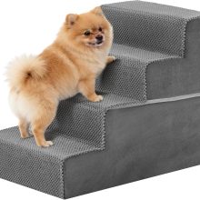 4-Step Dog Stairs, 20 Inch H Dog Steps for Sofa and Chair, Grey - view 1 of 6 | NEWBULIG