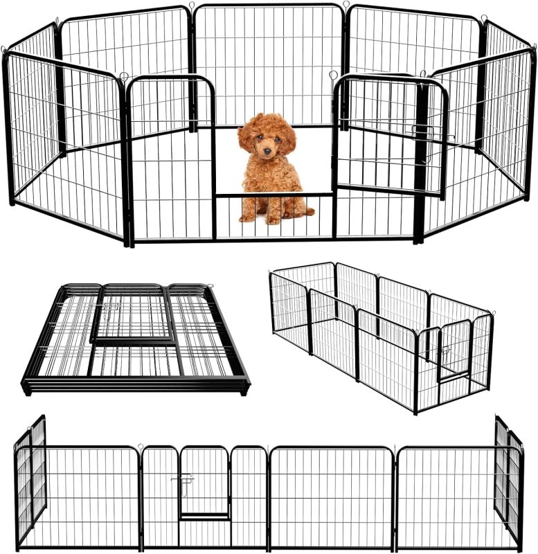 Dog Playpen Indoor 8 Panels 24 Inch, Metal Outdoor Dog Fence Pen - view 1 of 6 | NEWBULIG
