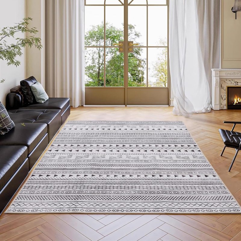 3×5 Washable Area Rug, Non-Slip Low Pile Carpet, Geometric Pattern - view 1 of 6 | NEWBULIG