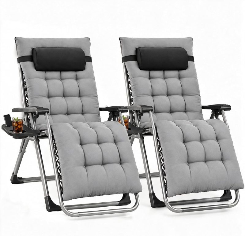 Zero Gravity Chair, Folding Patio Recliner with Cup Holder Trays - view 1 of 6 | NEWBULIG
