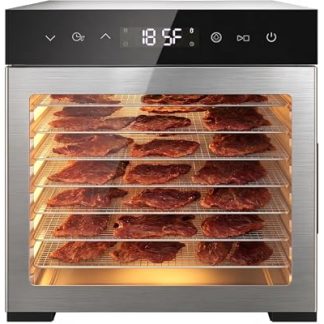 NEWBULIG 8 Stainless Steel Trays Food Dehydrator, 500W High Power Electric Food Dryer, 24 Hours Timing, 185F Adjustable Temp, Perfect for Fruit, Meat, Jerky, Herbs and Dog Treats