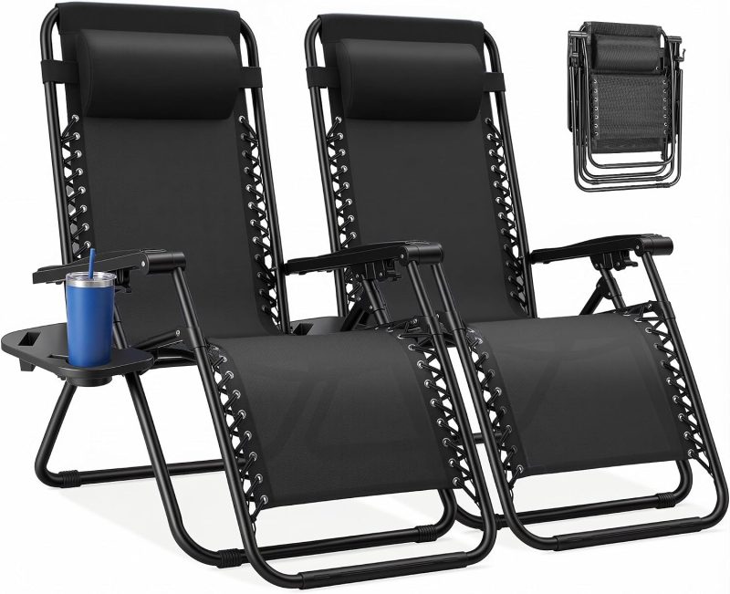 Zero Gravity Chairs Set of 2, Folding Lounge Recliner Chair - view 1 of 6 | NEWBULIG