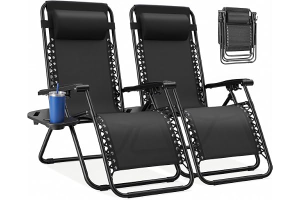 NEWBULIG Zero Gravity Chairs Set of 2, Folding Lounge Recliner Chair
