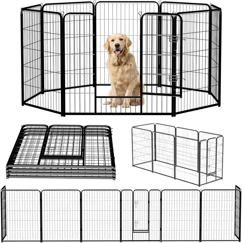 Dog Playpen Indoor 8 Panels 24 Inch, Metal Outdoor Dog Fence Pen - view 1 of 6 | NEWBULIG