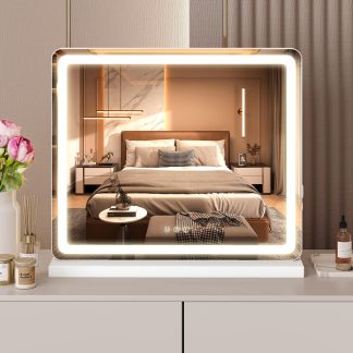NEWBULIG LED Vanity Mirror, 22x19 Inch Tabletop Makeup Mirror with Lights