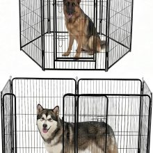 Dog Playpen Indoor 8 Panels 24 Inch, Metal Outdoor Dog Fence Pen - view 1 of 6 | NEWBULIG