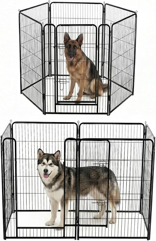 Dog Playpen Indoor 8 Panels 24 Inch, Metal Outdoor Dog Fence Pen - view 1 of 6 | NEWBULIG