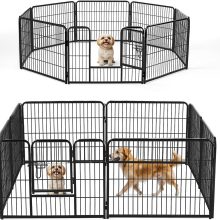 Dog Playpen Indoor 8 Panels 24 Inch, Metal Outdoor Dog Fence Pen - view 1 of 6 | NEWBULIG