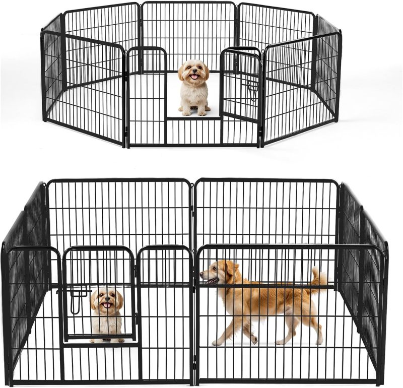 Dog Playpen Indoor 8 Panels 24 Inch, Metal Outdoor Dog Fence Pen - view 1 of 6 | NEWBULIG