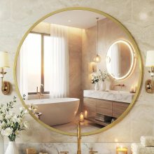 28-Inch Round Wall Mirror, Bathroom Wall Circle Mirror - view 1 of 6 | NEWBULIG