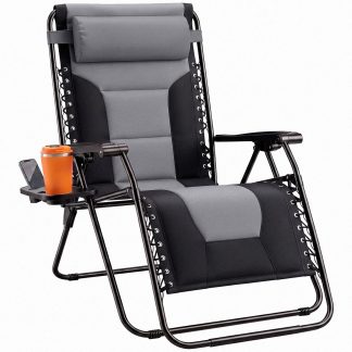 Zero Gravity Chairs Set of 2, Folding Lounge Recliner Chair - Matte Grey | NEWBULIG