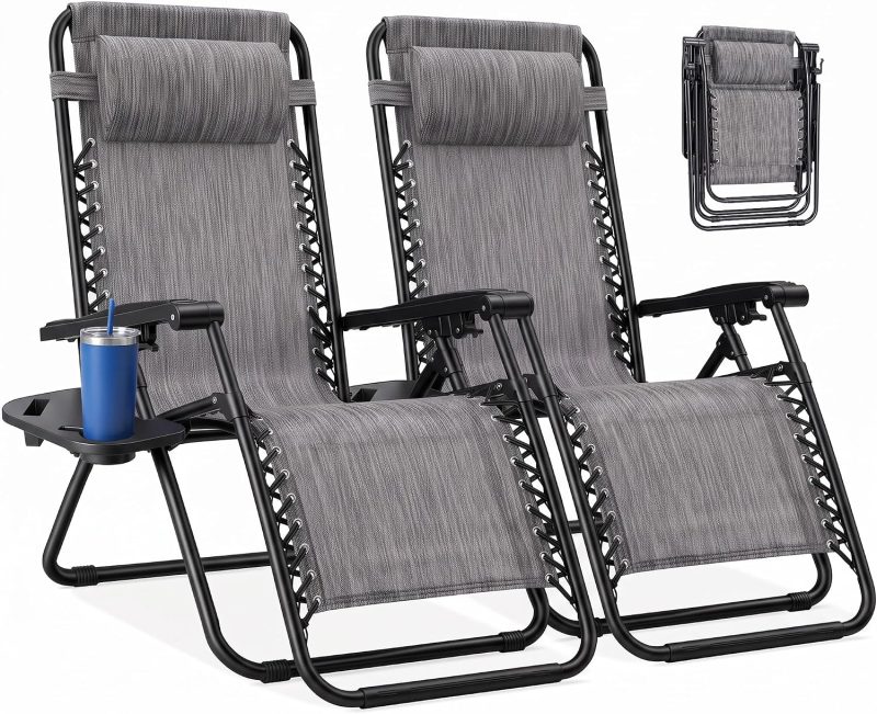Zero Gravity Chairs Set of 2, Folding Lounge Recliner Chair - view 1 of 6 | NEWBULIG