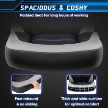 Computer Gaming Desk Chair, Big Tall Ergonomic Lumbar Support with Flip-up Armrest and 360 Degree Swivel Wheels, PU Leather Height Adjustable, for Home and Office, Grey - view 4 of 6 | NEWBULIG