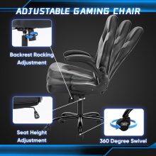 Computer Gaming Desk Chair, Big Tall Ergonomic Lumbar Support with Flip-up Armrest and 360 Degree Swivel Wheels, PU Leather Height Adjustable, for Home and Office, Grey - view 5 of 6 | NEWBULIG